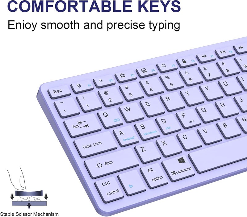TaIYanG Bluetooth Keyboard for iPad Wireless Keyboard Compatible with iPad 10th/10.2(9th/8th/7th Generation), Air 5th/4th, Pro 11/12.9, 9.7, Mini and All Bluetooth Devices (Light Purple) - Image 2